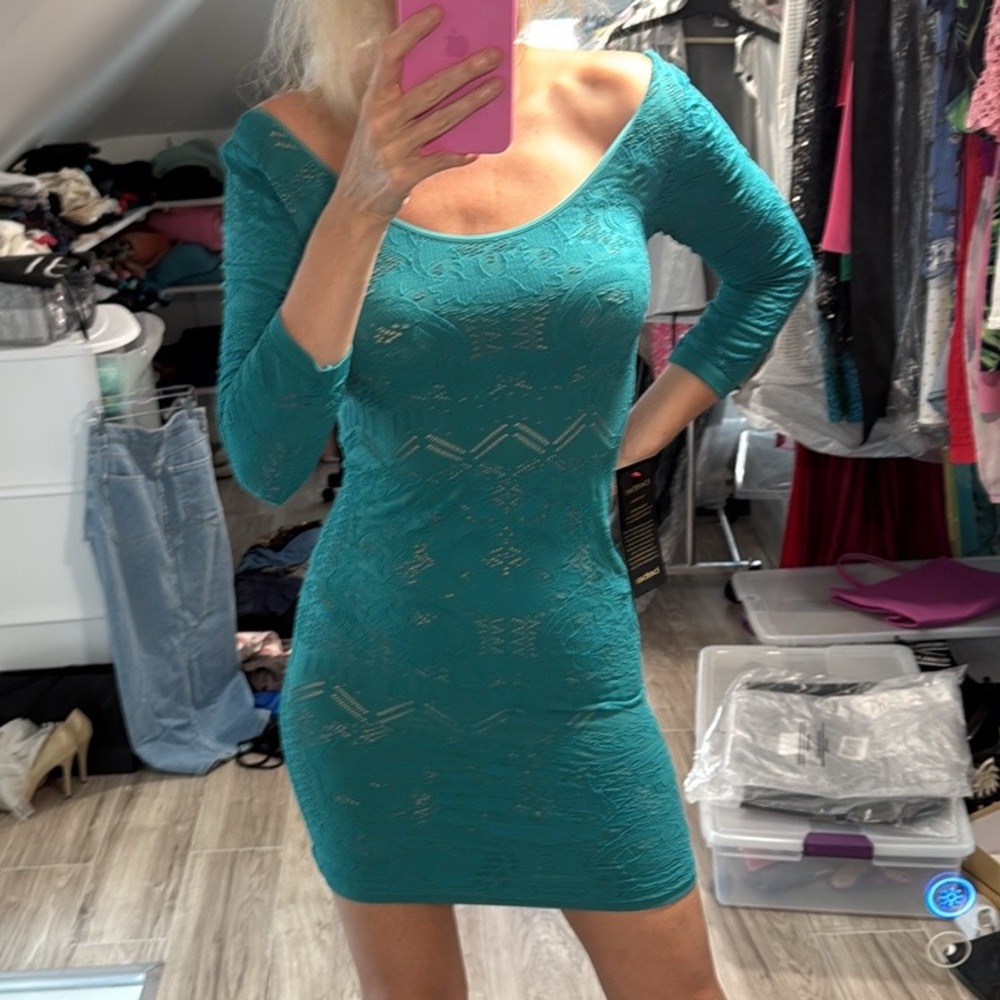NWT Bebe Elegant Teal Bodycon Dress size S,M,L